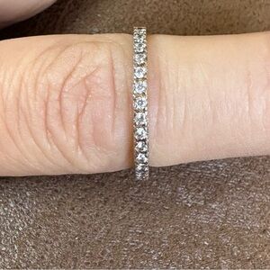 Elegant Sterling Silver and Lab Created Diamonds Band Size 7